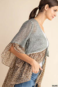 Lovly Leopard Chiffon Cardigan (Olive)