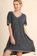 Washed V-Neck Tee Dress (Ash)