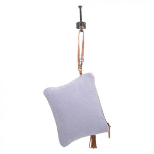 Teal Cowhide and Canvas Pouch