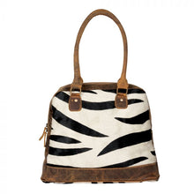 Zebra Cowhide and Leather Tote Bag