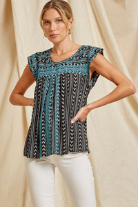 Tayanna Embroidered Top (Black)