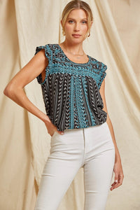 Tayanna Embroidered Top (Black)