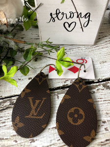 LV Teardrop Leather Earrings - by Sandra Ling