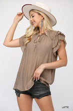 Caroline Tiered Ruffle Sleeve Blouse (Latte)