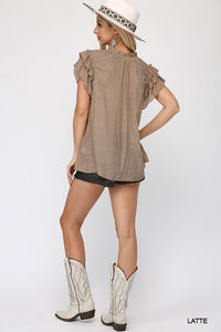 Caroline Tiered Ruffle Sleeve Blouse (Latte)