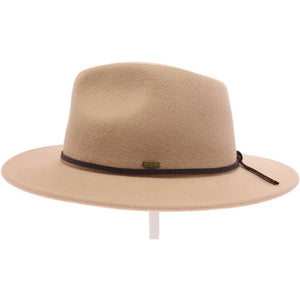 Leather Bow Trim Wool Felt Panama Hat