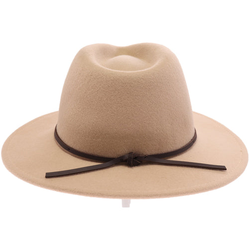 Leather Bow Trim Wool Felt Panama Hat