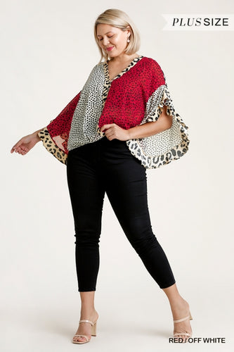 Karma Animal Print Top Curvy (Red)