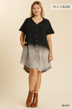 Ellie Bleached Dip Dye Button Down Curvy (Black)