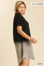 Ellie Bleached Dip Dye Button Down Curvy (Black)
