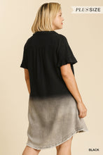 Ellie Bleached Dip Dye Button Down Curvy (Black)