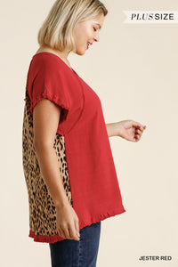 Andrea Leopard Back Top Curvy (Red)