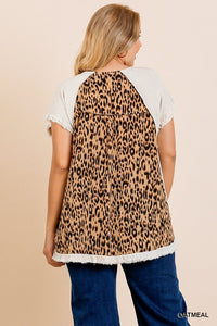 Andrea Leopard Back Top Curvy (Oatmeal)